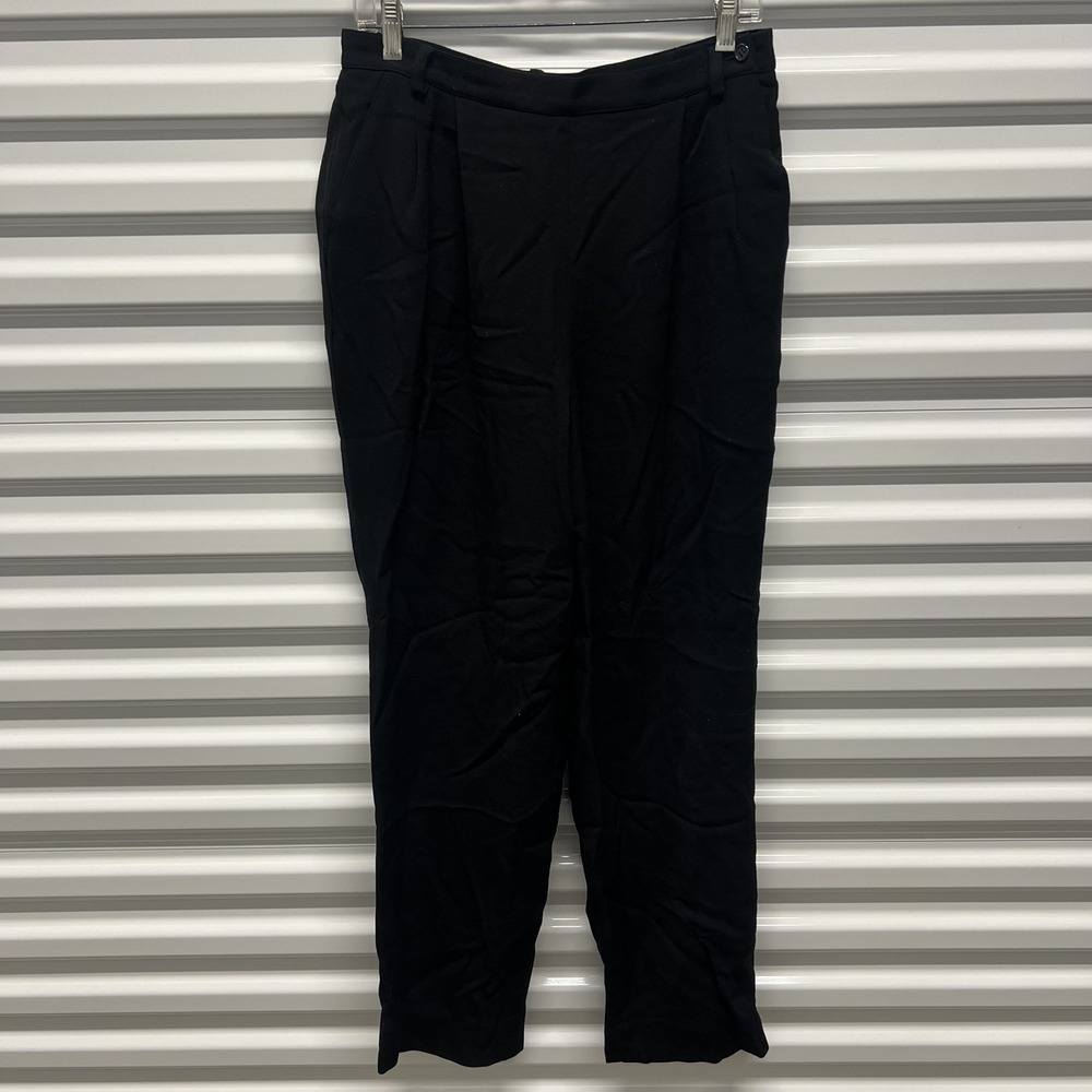 Carlisle Sport Size 12 Womens Black 100% Wool Pleated High Waist Tapered Pants — photo 2